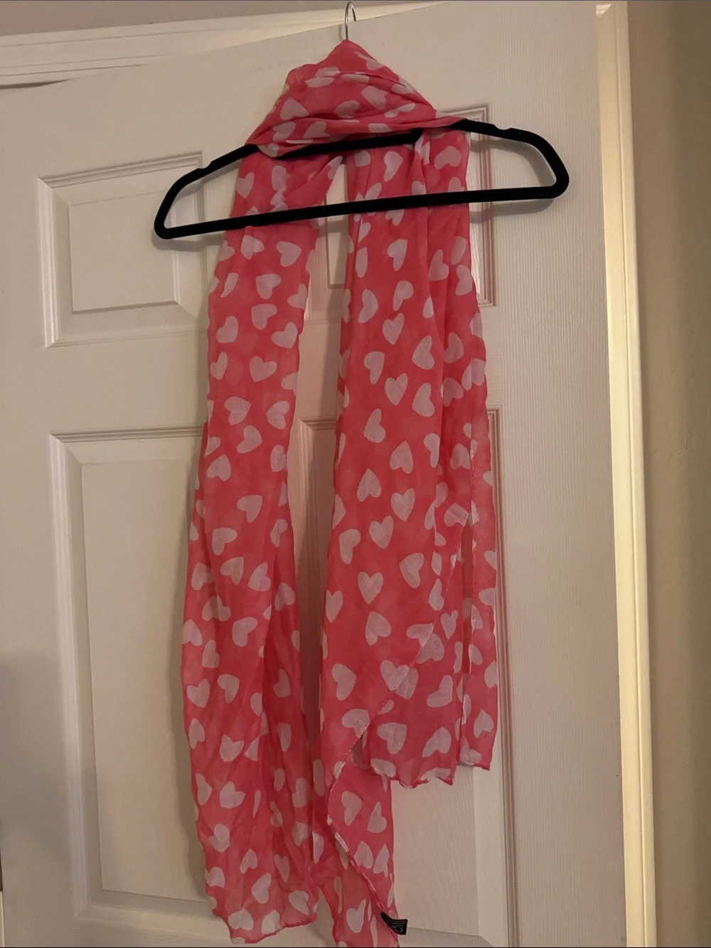 Pink Heart Print Lightweight Scarf
